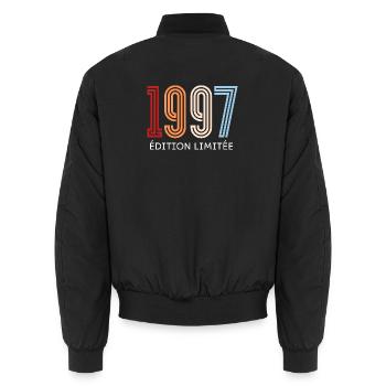 1997 Limited Edition Vintage - Unisex Bomber Jacket - black - Back - AI Model Male 185 light (185cm)