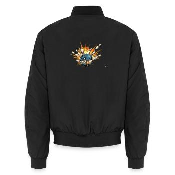 Angry Bowling Ball Hits Pins - Bowling T-Shirt - Unisex Bomber Jacket - black - Back - AI Model Male 185 light (185cm)