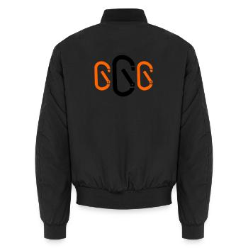 Karabiner - Unisex Bomberjacke - Schwarz - Hinten - AI Model Male 185 light (185cm)