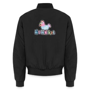 HUHNikat Hühner Fans -  Hahn - Gockel - Bio - Unisex Bomberjacke - Schwarz - Hinten - AI Model Male 185 light (185cm)