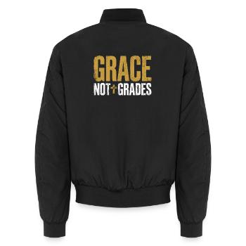 La grâce n’évalue pas Enseignant chrétien Jésus foi - Bomber unisexe - noir - Dos - AI Model Male 185 light (185cm)