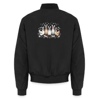 Easter bunny gang with eggs - Unisex Bomber Jacket - black - Back - AI Model Male 185 light (185cm)