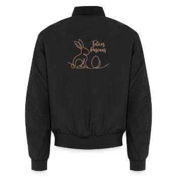 Felices Pascuas, Süßes Hasen Oster Shirt, Tasse - Unisex Bomberjacke - Schwarz - Hinten - AI Model Male 185 light (185cm)