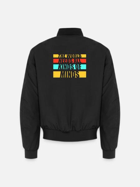 The World Needs All Kinds Of Minds Inspirierend - Unisex Bomberjacke - Schwarz