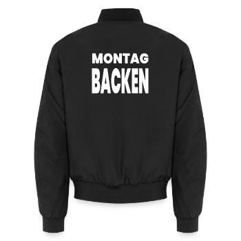 Backen - Unisex Bomberjacke - Schwarz - Hinten - AI Model Male 185 light (185cm)