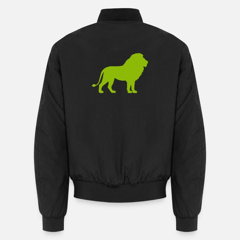 Löwe Silhouette Neon Grün Unisex Bomberjacke