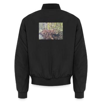 Logs in the forest – an impressionistic landscape - Unisex Bomber Jacket - black - Back - AI Model Male 185 light (185cm)