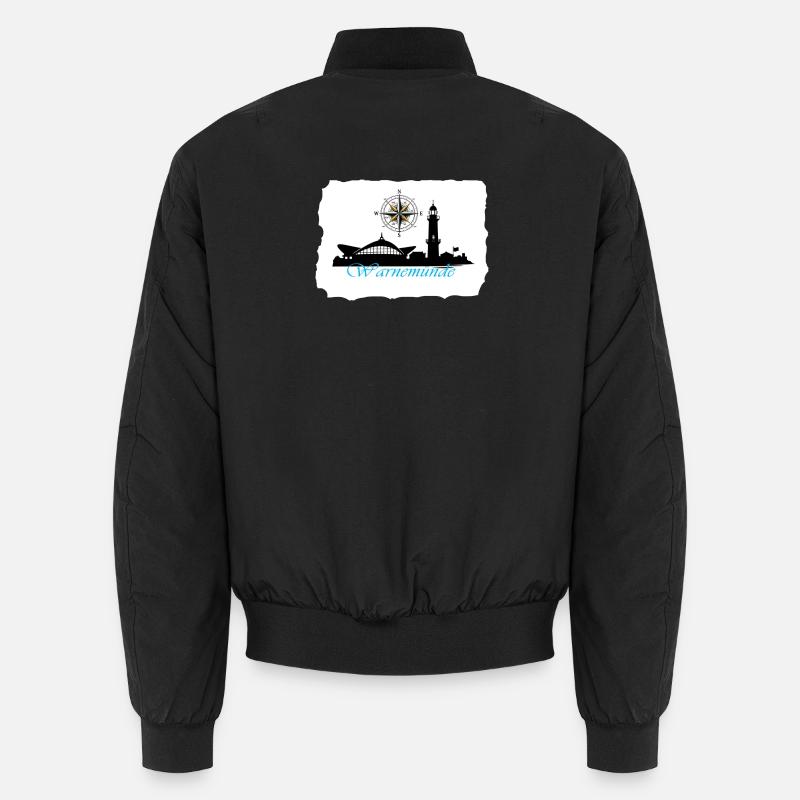 Warnemünde Compass & Lighthouse Silhouette - Unisex Bomber Jacket - black
