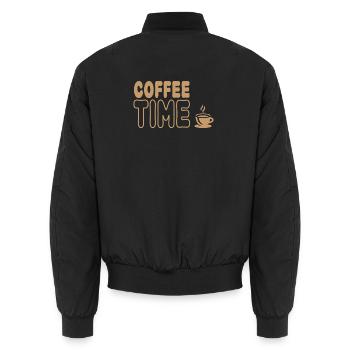 Coffee time, enjoyment from the coffee cup - Unisex Bomber Jacket - black - Back - AI Model Male 185 light (185cm)