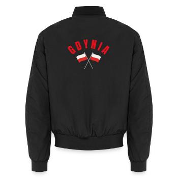Gdynia Polish Flags - Unisex Bomber Jacket - black - Back - AI Model Male 185 light (185cm)