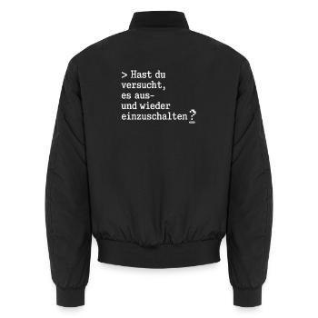 Neustart-Frage: Aus- und Einschalten - Unisex Bomberjacke - Schwarz - Hinten - AI Model Male 185 light (185cm)