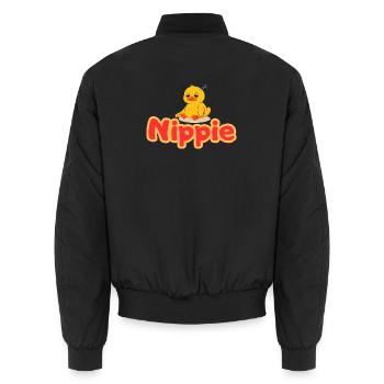 Nippie Ente - Unisex Bomberjacke - Schwarz - Hinten - AI Model Male 185 light (185cm)