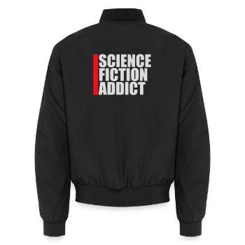 Science Fiction Addict Sci Fi Liebhaber Zitat Text - Unisex Bomberjacke - Schwarz - Hinten - AI Model Male 185 light (185cm)