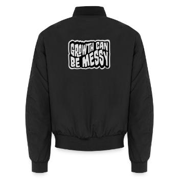 Growth Can Be Messy Persönlich Wachstum Zitat Logo - Unisex Bomberjacke - Schwarz - Hinten - AI Model Male 185 light (185cm)