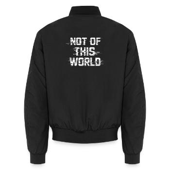 T-Shirt nicht von dieser Welt Glitch John 17.16 - Unisex Bomberjacke - Schwarz - Hinten - AI Model Male 185 light (185cm)