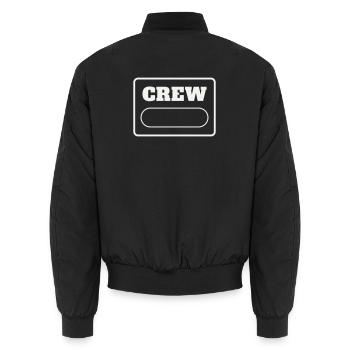 Crew Name - Unisex Bomberjacke - Schwarz - Hinten - AI Model Male 185 light (185cm)
