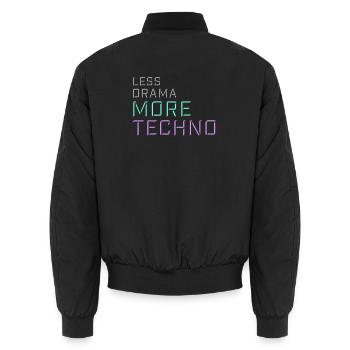 Less drama more techno Spruch Party Rave Logo Text - Unisex Bomberjacke - Schwarz - Hinten - AI Model Male 185 light (185cm)