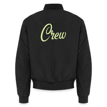 Crew Script Pastellgrün - Unisex Bomberjacke - Schwarz - Hinten - AI Model Male 185 light (185cm)