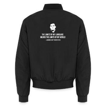 Language Limits World-Zitat von Wittgenstein - Unisex Bomberjacke - Schwarz - Hinten - AI Model Male 185 light (185cm)