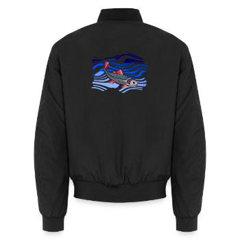 Fisch - Unisex Bomberjacke - Schwarz - Hinten - AI Model Male 185 light (185cm)