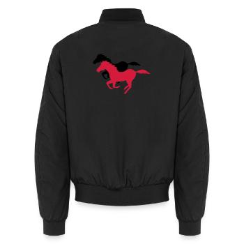 horse - Unisex Bomber Jacket - black - Back - AI Model Male 185 light (185cm)