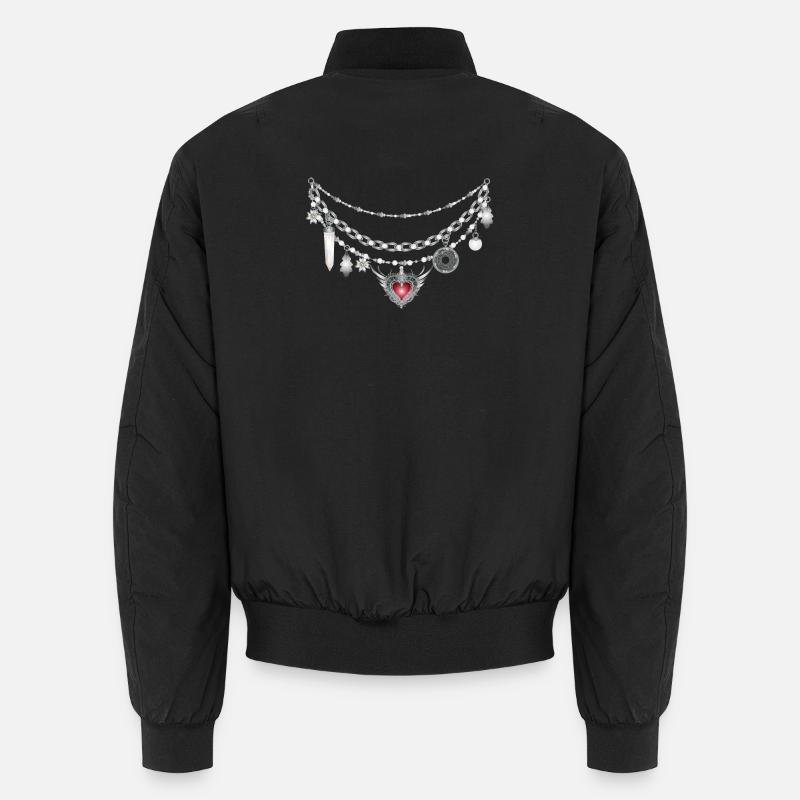 altsilbernes Dirndl Charivari mit vielen Anhängern Unisex Bomberjacke