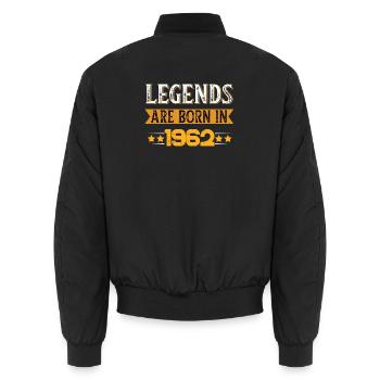 Timeless retro style with 1962 logo - Unisex Bomber Jacket - black - Back - AI Model Male 185 light (185cm)