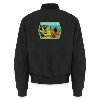 Badge retro, Algarve Portugal, plage été soleil - Bomber unisexe - noir - Dos - AI Model Male 185 light (185cm)
