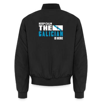 keep calm Galicia flags design - Unisex Bomber Jacket - black - Back - AI Model Male 185 light (185cm)