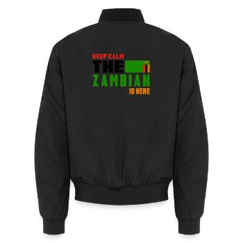 Keep calm Zambia flags design - Unisex Bomber Jacket - black - Back - AI Model Male 185 light (185cm)