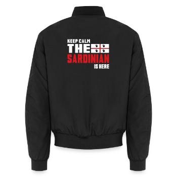 Keep Calm Sardinia flag design - Unisex Bomber Jacket - black - Back - AI Model Male 185 light (185cm)