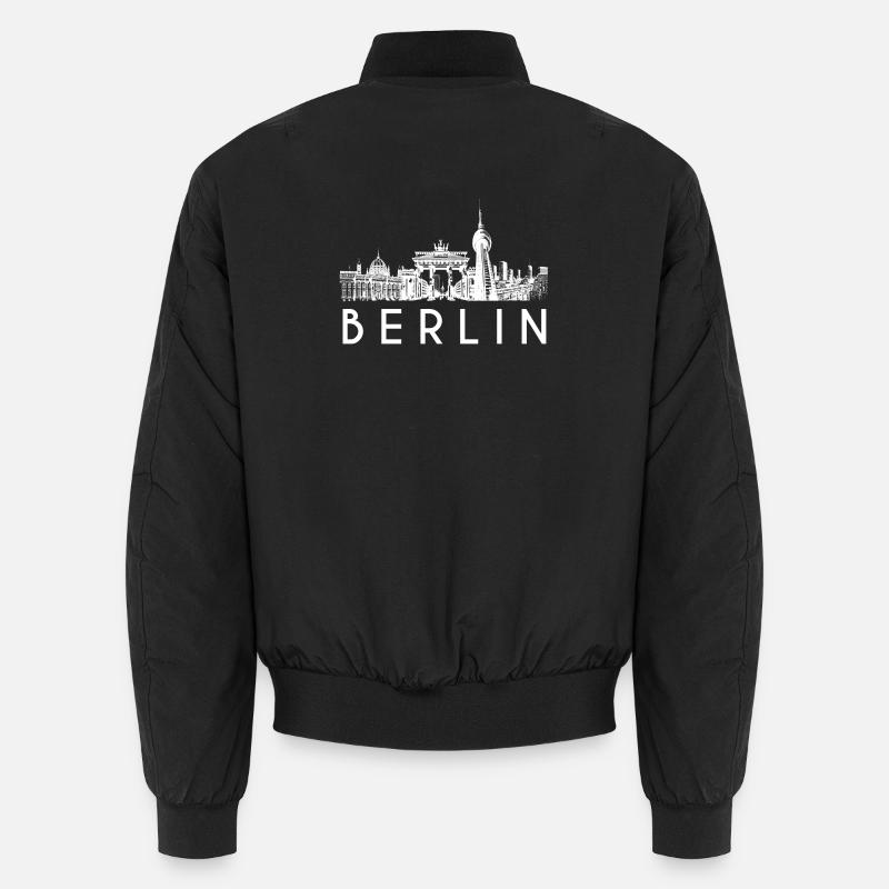 Berlin skyline in white - Unisex Bomber Jacket - black
