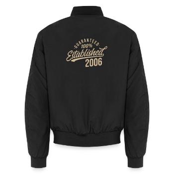 100% Established in 2006 - Unisex Bomberjacke - Schwarz - Hinten - AI Model Male 185 light (185cm)