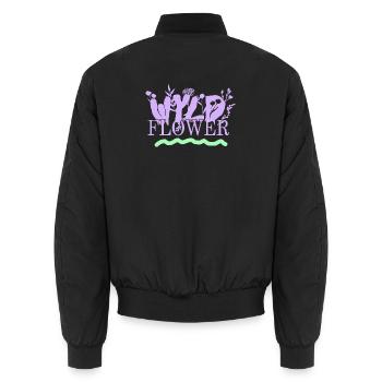 Wyld Flower – Boho Vibes - Unisex Bomberjacke - Schwarz - Hinten - AI Model Male 185 light (185cm)