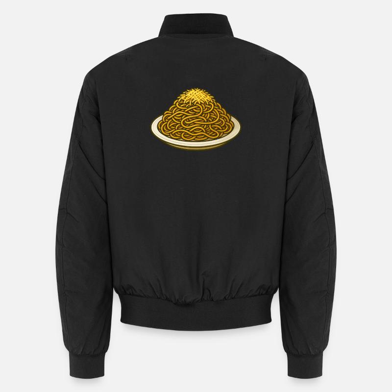 Spaghetti with cheese illustration - Unisex Bomber Jacket - black