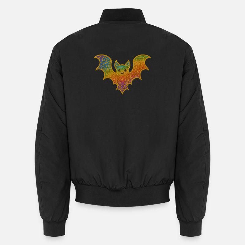 Regenbogenfledermaus mit Glitterrand - Unisex Bomberjacke - Schwarz