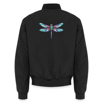 Dragonfly - Cooles Low-Poly-Logo - Unisex Bomberjacke - Schwarz - Hinten - AI Model Male 185 light (185cm)