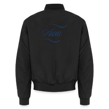 Aura Eleganz Schriftzug - Unisex Bomberjacke - Schwarz - Hinten - AI Model Male 185 light (185cm)