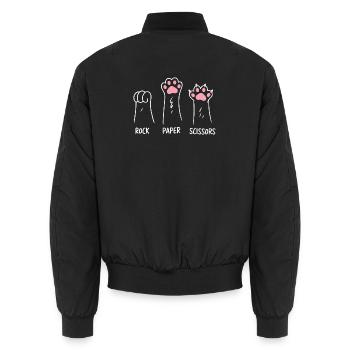 Cat Paw Rock Paper Scissors Animal Play Humor - Unisex Bomber Jacket - black - Back - AI Model Male 185 light (185cm)