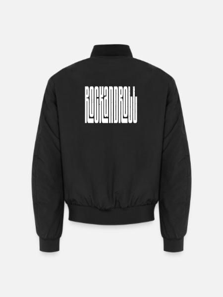 rock and roll bold logo design - Unisex Bomber Jacket - black