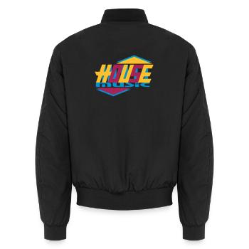 Design typographique stylé de house music - Bomber unisexe - noir - Dos - AI Model Male 185 light (185cm)