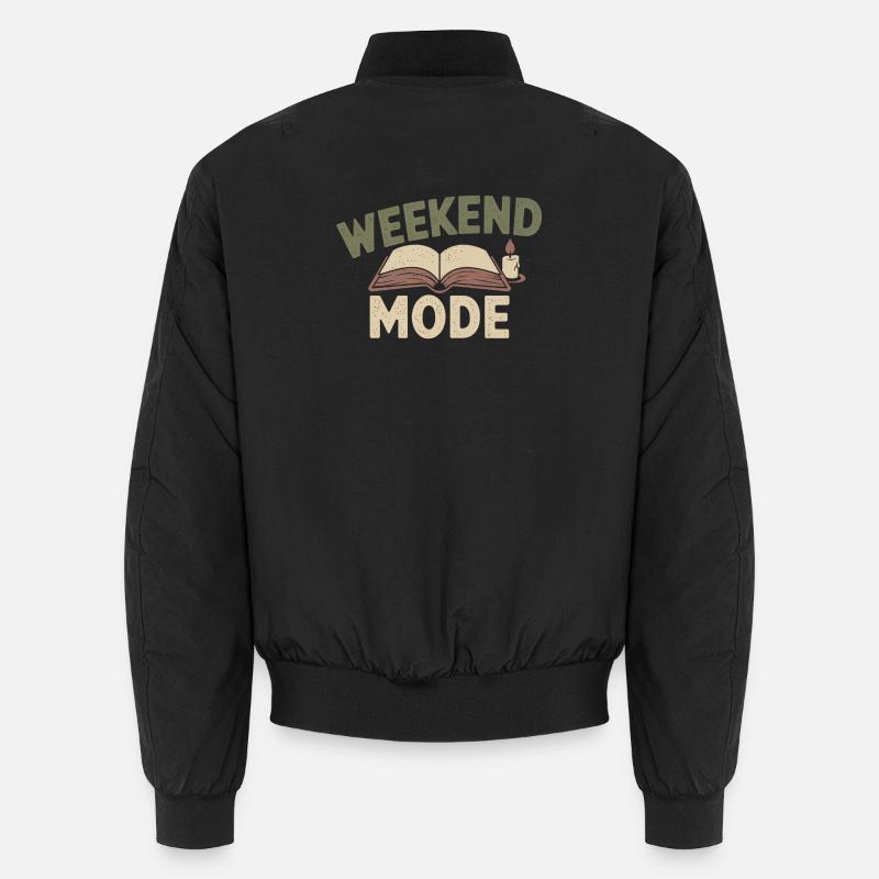 Weekend Mode – Cozy Buch & Kerze - Unisex Bomberjacke - Schwarz