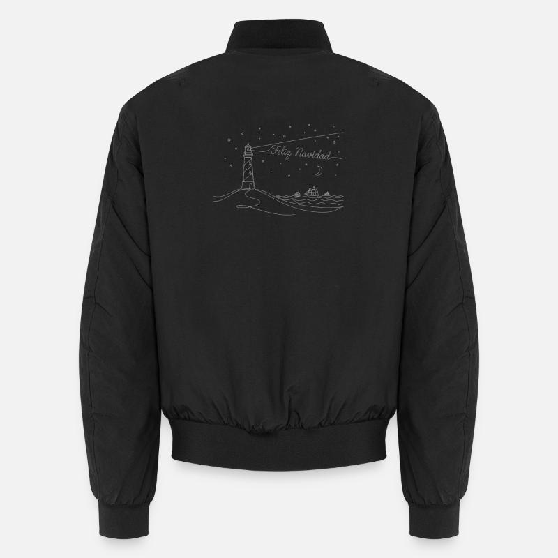 Feliz Navidad Christmas Beach & Lighthouse Unisex Bomber Jacket