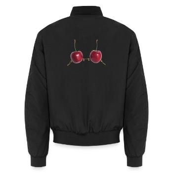 Kirschenherz Verbindung - Unisex Bomberjacke - Schwarz - Hinten - AI Model Male 185 light (185cm)