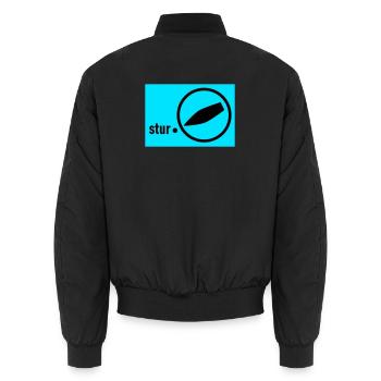 Switched to stubborn - Unisex Bomber Jacket - black - Back - AI Model Male 185 light (185cm)