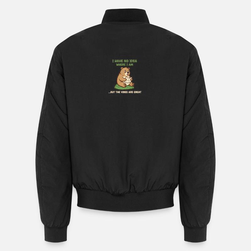 Lost Bear Vibes Reading Map - Unisex Bomber Jacket - black