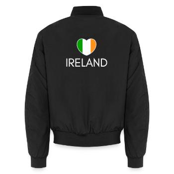 Cœur avec drapeau irlandais, j’aime l’Irlande - Bomber unisexe - noir - Dos - AI Model Male 185 light (185cm)