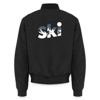 Ski Bergpanorama Typo Design - Unisex Bomberjacke - Schwarz - Hinten - AI Model Male 185 light (185cm)