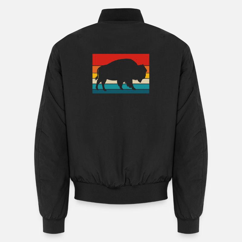 Bärensilhouette auf Retro Rainbow Stripes Unisex Bomberjacke