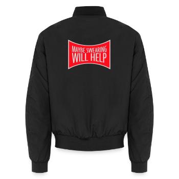 Maybe Swearing Will Help Sarkastisch Spruch Grafik - Unisex Bomberjacke - Schwarz - Hinten - AI Model Male 185 light (185cm)